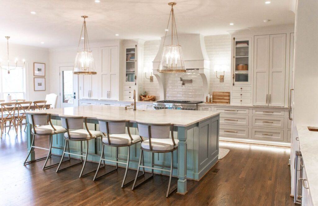 Beautifully reworked kitchen with island and modern cabinetry in Vestavia.