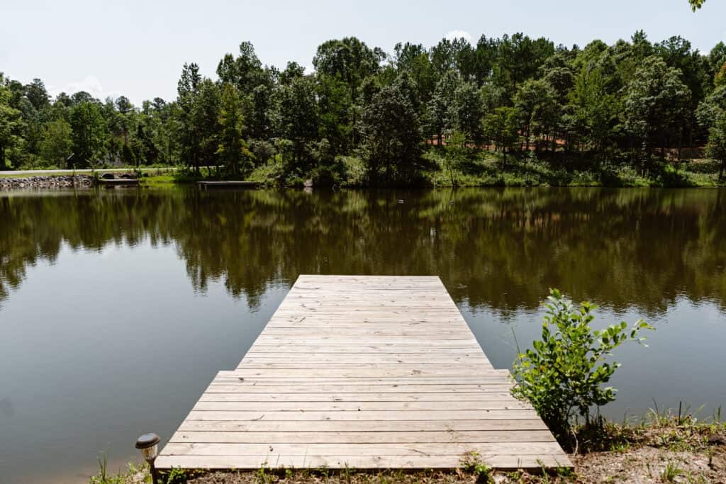 Lakeside dock at GHC 2.0, blending modern luxury with serene lakeside living.