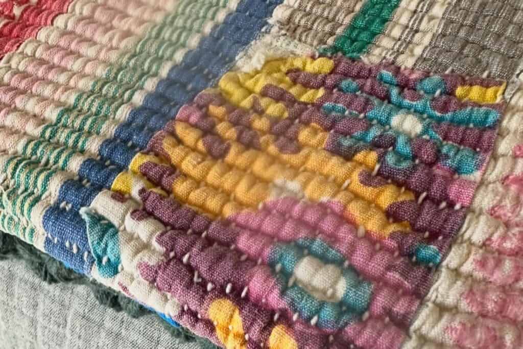 Brightly colored woven GHC 2.0 rug for home decor.